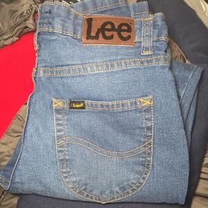 Lee Blue Denim Jeans with Brown Leather Patch